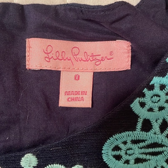 Lilly Pulitzer Stephanie Shift Dress True Navy Knot This Panel Embroidered - Picture 4 of 7